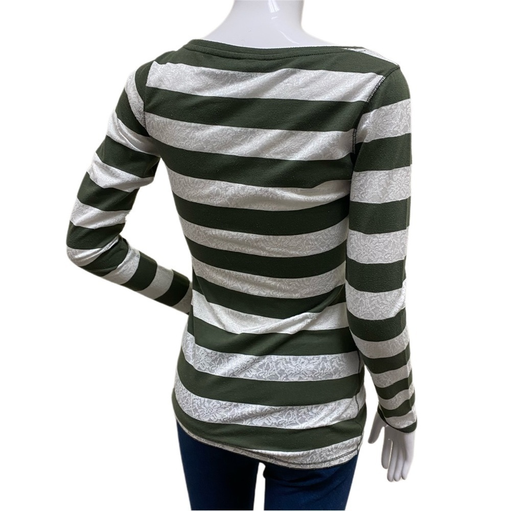 EXPRESS Long Sleeve Shirt- Green and White - Cotton Polyester - Picture 2 of 9
